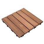 Outsunny 27 Pcs Floor Tiles Interlocking Solid Wood Diy Deck Tiles Indoor Outdoor Flooring