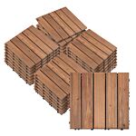 Outsunny 27 Pcs Floor Tiles Interlocking Solid Wood Diy Deck Tiles Indoor Outdoor Flooring