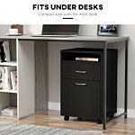 Homcom 60cm Storage Cabinet W/ Drawer Open Shelf Metal Handles 4 Wheels Office Home Organiser Mobile Printer Black