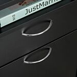 Homcom 60cm Storage Cabinet W/ Drawer Open Shelf Metal Handles 4 Wheels Office Home Organiser Mobile Printer Black