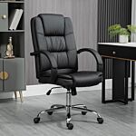 Vinsetto High Back Swivel Chair, Pu Leather Executive Office Chair With Padded Armrests, Adjustable Height, Tilt Function, Black