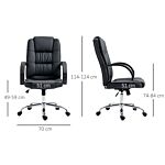 Vinsetto High Back Swivel Chair, Pu Leather Executive Office Chair With Padded Armrests, Adjustable Height, Tilt Function, Black
