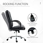 Vinsetto High Back Swivel Chair, Pu Leather Executive Office Chair With Padded Armrests, Adjustable Height, Tilt Function, Black