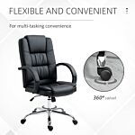 Vinsetto High Back Swivel Chair, Pu Leather Executive Office Chair With Padded Armrests, Adjustable Height, Tilt Function, Black