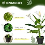 Homcom Set Of 2 Artificial Realistic Calla Lily Flower, Faux Decorative Plant In Nursery Pot For Indoor Outdoor Décor, 55cm