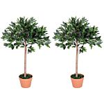 Outsunny 3ft Artificial Olive Tree Indoor Plant Greenery For Home Office Potted In An Orange Pot Set Of 2