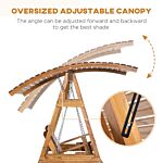 Outsunny 2 Seater Garden Swing Chair, Outdoor Canopy Swing Bench With Adjustable Shade And Solid Wood Frame
