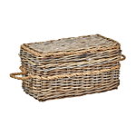 Set Of 3 Baskets Natural Rattan With Rope Handles And Lids Handmade Mahogany Frame Boho Style Living Room Bedroom Beliani