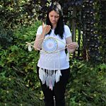 Protection Dream Catcher - Med Macrame Evil Eye White/ Blue/grey