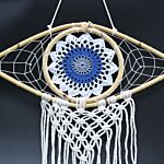 Protection Dream Catcher - Med Macrame Evil Eye White/ Blue/grey