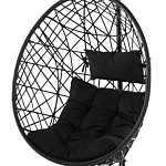 Rattan Pe Hanging Chair Black Stand Swing Egg Shape Wicker Rustic Boho Beliani