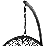 Rattan Pe Hanging Chair Black Stand Swing Egg Shape Wicker Rustic Boho Beliani