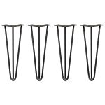 4 X 14" Hairpin Legs - 3 Prong - 10mm - Raw Steel