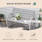 Outsunny 2 Seater Garden Bench Outdoor Garden Armrest Chair With Wooden Cart Wagon Wheel Rustic High Back Grey