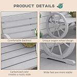 Outsunny 2 Seater Garden Bench Outdoor Garden Armrest Chair With Wooden Cart Wagon Wheel Rustic High Back Grey