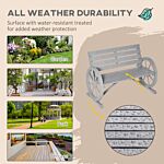 Outsunny 2 Seater Garden Bench Outdoor Garden Armrest Chair With Wooden Cart Wagon Wheel Rustic High Back Grey