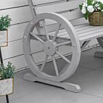 Outsunny 2 Seater Garden Bench Outdoor Garden Armrest Chair With Wooden Cart Wagon Wheel Rustic High Back Grey