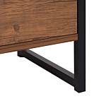 Bookcase With Drawers Dark Wood Black Frame 158 X 61 Cm Industrial Beliani