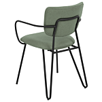 Set Of 2 Dining Chairs Dark Green Polyester Structural Fabric Upholstery Black Metal Legs Armless Curved Backrest Modern Contemporary Design Beliani