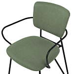 Set Of 2 Dining Chairs Dark Green Polyester Structural Fabric Upholstery Black Metal Legs Armless Curved Backrest Modern Contemporary Design Beliani