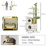 Pawhut Cat Tree With Cat Litter Box For Indoor Cats, Cat Enclosure With Scratching Post, Cat Condo, Hammock, Platforms, Removable Cushions, Oak