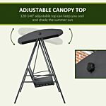 Outsunny 3-seat Garden Swing Chair, Outdoor Canopy Swing With Removable Cushion, Adjustable Shade, And Slatted Bench, For Porch, Poolside, Dark Grey