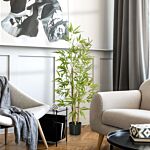 Homcom Artificial Plant Bamboo Artificial Tree Height 120 Cm With Pot For Home Indoor Decor