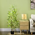 Homcom Artificial Plant Bamboo Artificial Tree Height 120 Cm With Pot For Home Indoor Decor