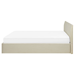 Bed Frame Beige Eu King Size 5ft Lift Up Storage With Headboard Beliani