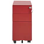 Storage Cabinet Red Metal With 3 Drawers Key Lock Castors Industrial Modern Home Office Garage Beliani