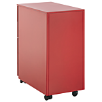 Storage Cabinet Red Metal With 3 Drawers Key Lock Castors Industrial Modern Home Office Garage Beliani