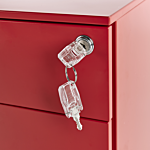 Storage Cabinet Red Metal With 3 Drawers Key Lock Castors Industrial Modern Home Office Garage Beliani