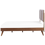 Eu Super King Size Bed Dark Mdf 6ft Frame With Headrest And Slatted Base Beliani