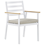 Set Of 4 Garden Chairs White Aluminium Beige Seat Pad Cushions Powder-coated Finish Patio Outdoor Beliani