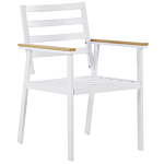 Set Of 4 Garden Chairs White Aluminium Beige Seat Pad Cushions Powder-coated Finish Patio Outdoor Beliani