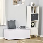 Homcom Wooden Storage Box Clothes Toy Chest Bench Seat Ottoman Bedding Blanket Trunk Container With Lid - White