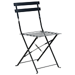 3 Piece Bistro Set Black Metal Folding Slatted Seat Back Outdoor Beliani