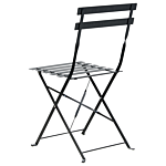 3 Piece Bistro Set Black Metal Folding Slatted Seat Back Outdoor Beliani