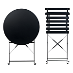 3 Piece Bistro Set Black Metal Folding Slatted Seat Back Outdoor Beliani