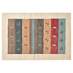 Area Rug Multicolour Wool 140 X 200 Cm Thick Dense Pile Ethnic Rustic Pattern Log Cabin Farmhouse Style Beliani