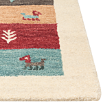 Area Rug Multicolour Wool 140 X 200 Cm Thick Dense Pile Ethnic Rustic Pattern Log Cabin Farmhouse Style Beliani