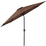 Outsunny Steel Frame Round Market Patio Sun Umbrella Garden Parasol Outdoor Sunshade Canopy, 3x2.45m (coffee)