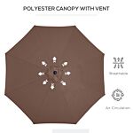 Outsunny Steel Frame Round Market Patio Sun Umbrella Garden Parasol Outdoor Sunshade Canopy, 3x2.45m (coffee)