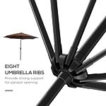 Outsunny Steel Frame Round Market Patio Sun Umbrella Garden Parasol Outdoor Sunshade Canopy, 3x2.45m (coffee)