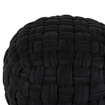 Pouffe Black Velvet Basket Weave Handmade Round 45 X 35 Cm Eps Filling Footstool Ottoman Beliani