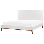 Eu Super King Size Off-white Velvet Fabric 6ft Upholstered Frame Headboard Honeycomb Quilted Modern Design Beliani