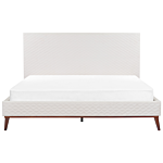 Eu Super King Size Off-white Velvet Fabric 6ft Upholstered Frame Headboard Honeycomb Quilted Modern Design Beliani