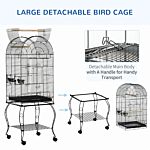 Pawhut Large Parrot Bird Cage Aviary Budgies Finch Cockatiel Birds Stand Feeding Station Stand W/ Wheels 51l X 51w X 153h Cm