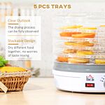 Homcom 5 Tier Food Dehydrator, 245w Food Dryer Machine With Adjustable Temperature Control For Drying Fruit, Meat, Vegetable, Jerky And Pet Treat