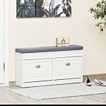 Homcom Shoe Storage Bench With Seat Cushion Hallway Cabinet Organizer With 2 Drawers Adjustable Shelf For Entryway Living Room Bedroom White